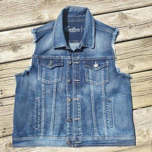 Like New KanCan Frayed Edge Jean/Denim Vest Sz L